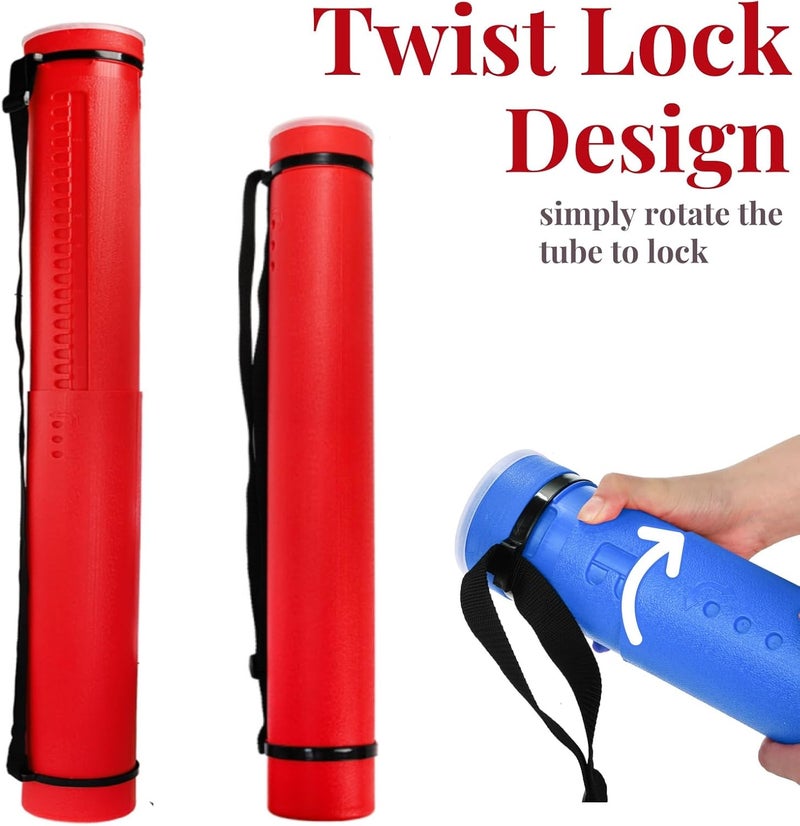 Eorbow 3 Packs Extendable Poster Tube, 25" to 42.5" Waterproof Blueprint Holder with Strap, Portable Telescoping Carrying Case with Lid for Maps, Art and Drawings, Round Storage Container for Document - Image 4